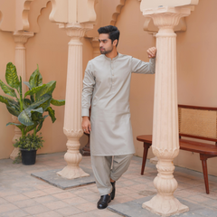 Ruh-e-Mehfil Imported Wash & Wear (TR Fabric) - Light Silver Grey